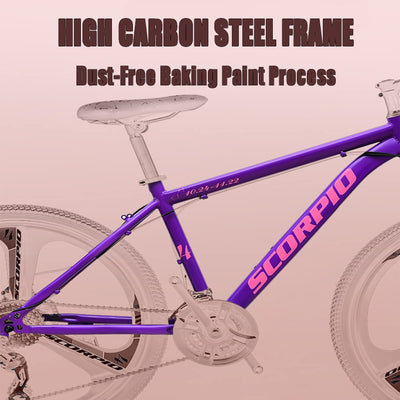 Mountainbikes, Hardtail Mountainbike 26 Zoll, Mountain Trail Bike für Herren und Damen, Frontpension Mountainbike mit Doppelscheibenbremse, rutschfeste Mountainbikes aus Kohlenstoffstahl Leo 24 Gang