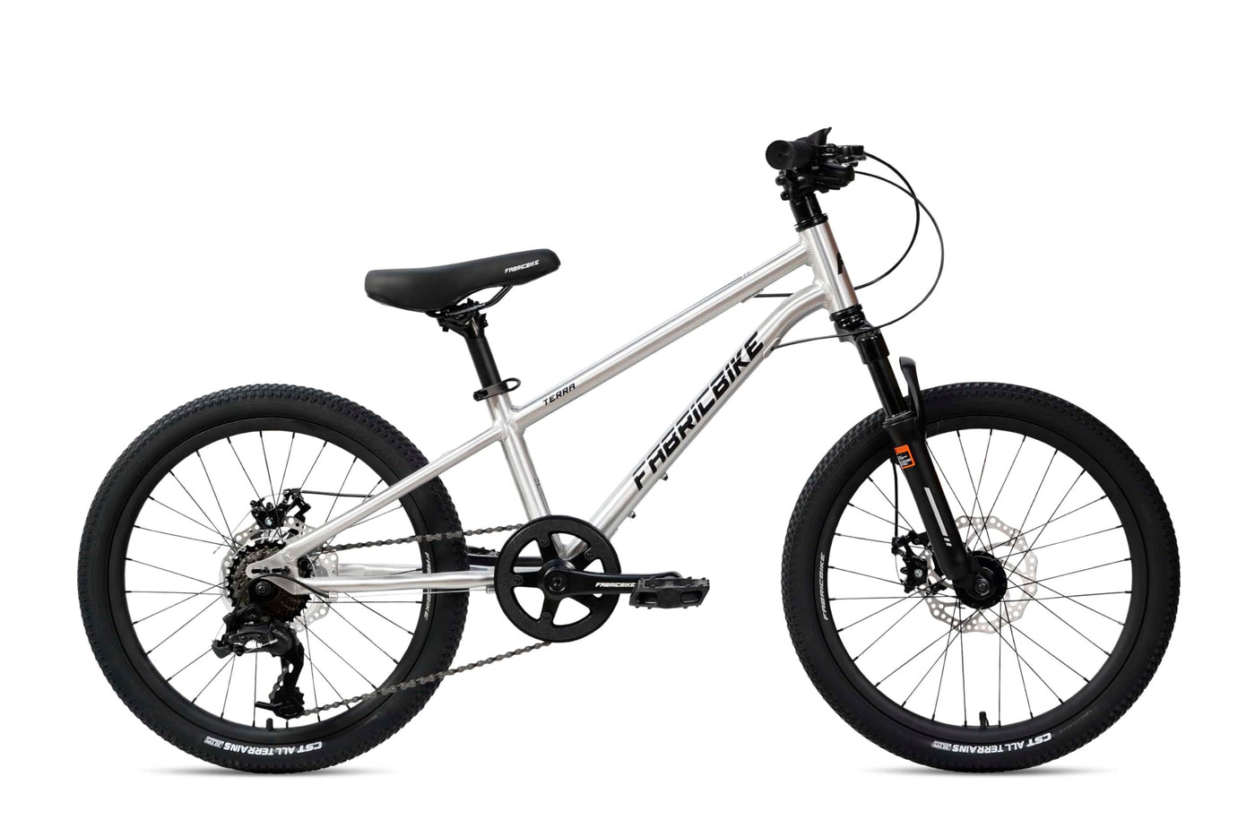 FabricBike Terra - Alu Mountainbike Jugendfahrrad 20 Zoll ab 6, 7 und 8 Jahre, 7-Gang-Schaltung, Scheibenbremse, Federgabel, Kinder Fahrrad (Polished)