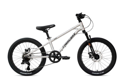 FabricBike Terra - Alu Mountainbike Jugendfahrrad 20 Zoll ab 6, 7 und 8 Jahre, 7-Gang-Schaltung, Scheibenbremse, Federgabel, Kinder Fahrrad (Polished)