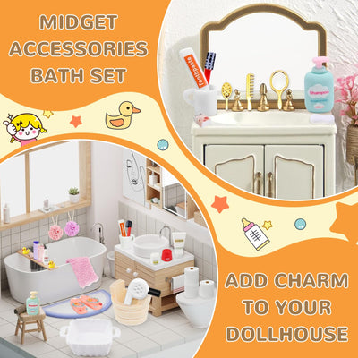 30 Stück Wichtel Zubehör Weihnachten – Miniatur Bade Set mit Badewanne, Enten & Zahnbürste – Wichtelzubehör für Wichteltür & Puppenhaus Deko