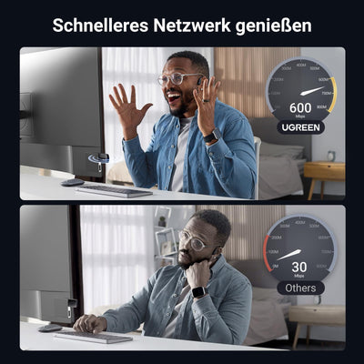 UGREEN WLAN Stick AX900 WiFi 6 Primär WLAN Adapter PC Dual Band 2,4G/5GHz, Internet Stick mit eingebauter Treiber, WPA2-PSK Verschlüsselung, Kompatibel mit Windows 11/10.