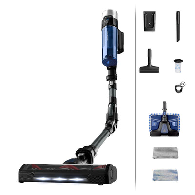 Rowenta RH20C2 X-Force Flex 9.60 Allergy Aqua kabelloser Akku-Stabstaubsauger | 100 Air Watt | herausnehmbarer Akku | bis zu 45 Min. Laufzeit | kompakt | Flex-Gelenk | LED-Düse | Blau/Schwarz