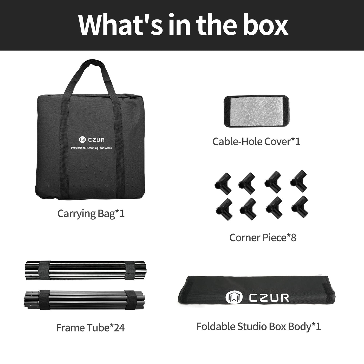 CZUR Fotostudio mit Handtasche, Fotobox Studio Box Scanner-Helfer, 60 * 60 * 60cm, Faltbar & Tragbar, geeignet für CZUR Buchscanner Dokumentenscanner