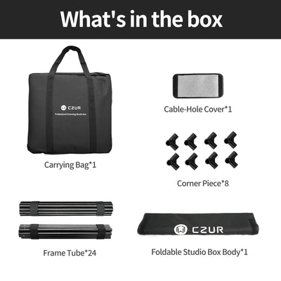 CZUR Fotostudio mit Handtasche, Fotobox Studio Box Scanner-Helfer, 60 * 60 * 60cm, Faltbar & Tragbar, geeignet für CZUR Buchscanner Dokumentenscanner
