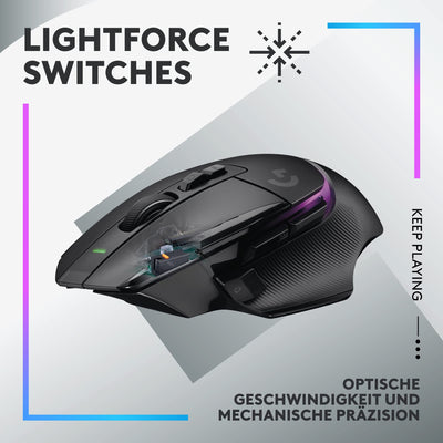 Logitech G502 X PLUS LIGHTSPEED Kabellose RGB-Gaming-Maus - Optische Maus mit LIGHTFORCE Hybridschaltern, LIGHTSYNC RGB, HERO 25K Gaming-Sensor, Kompatibel mit PC - macOS/Windows - Schwarz