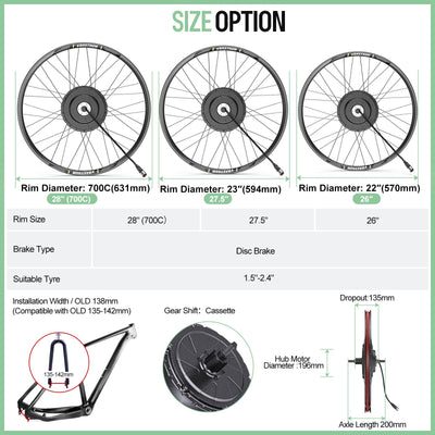 BAFANG 750W 48V G0900 Hinterradnabenmotor-Kit für 26" 27,5" 28"/29"/700C bürstenloser Hinterradnabenmotor mit optionaler Batterie und Display Hinterrad Elektrisches Fahrrad-Umrüstsatz