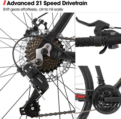 Hiland 28 Zoll Rennrad, Städtischer Pendler Fahrräd mit Scheibenbremse für Männer, 530mm Rahmen Komfortables Rennrad 700C Räder 21 Gänge Schwarz