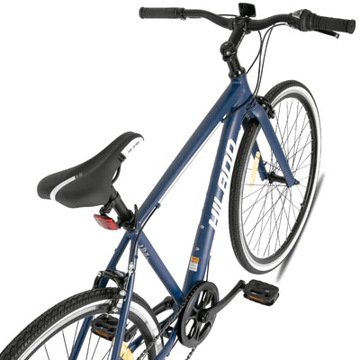 Hiland 28 Zoll 700C Trekking Bike Cityrad Damenrad 7 Gang Tiefem Durchstieg Hybrid Fahrrad Pendlerfahrrad für Frauen blau