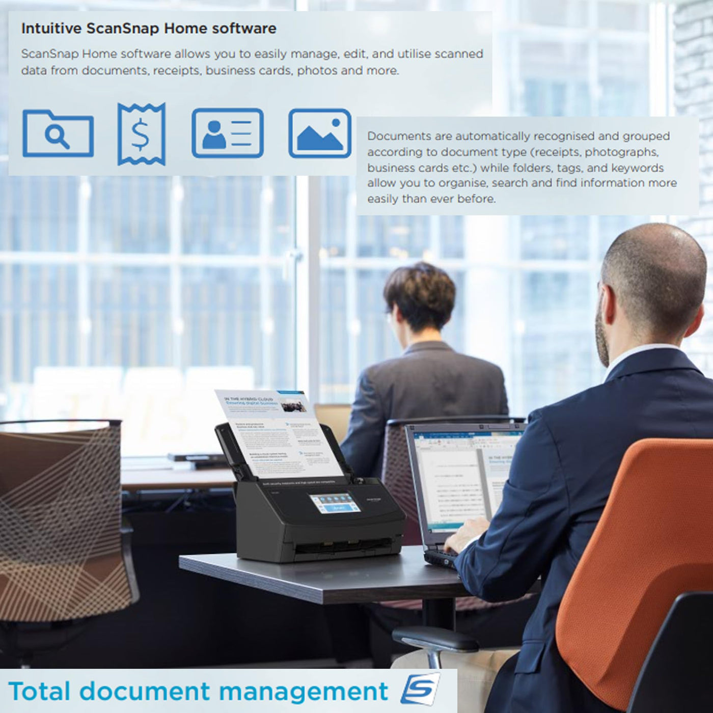 ScanSnap iX1600 Desktop Dokumentenscanner Schwarz - 5 GHz - Duplex, ADF, A4, WLAN, Touchscreen, USB 3.2
