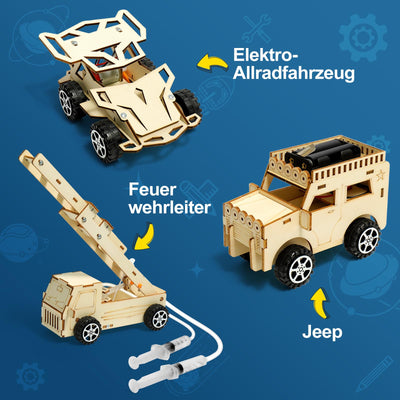 Experimente für Kinder ab 8 9 10 11 12, Auto Elektronik Baukasten, Experimentierkasten, Elektro Baukasten, Holz Auto Bausatz Kinder Spielzeug Geschenke ab 8-14 Jahre Jungen