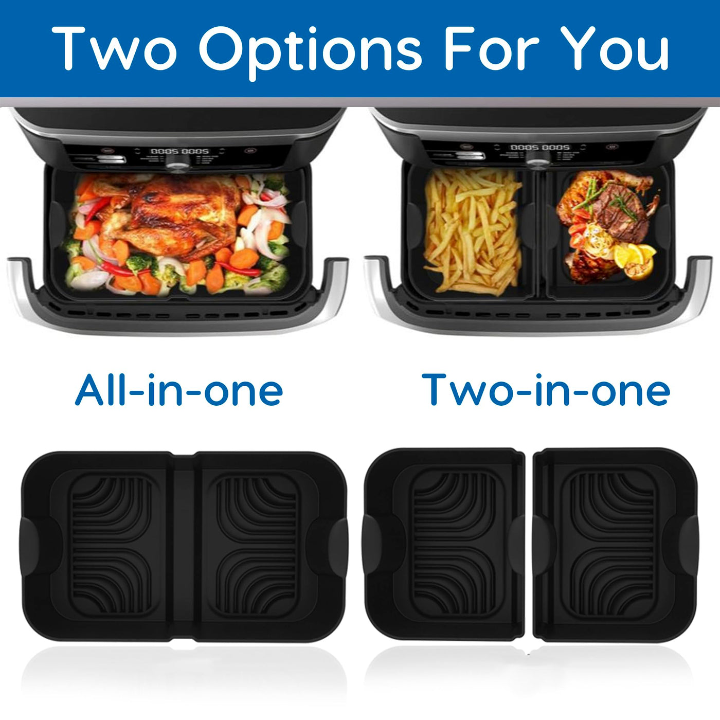 Höheres Ninja Heißluftfritteuse Zubehör für Ninja Foodi Flexdrawer 10,4 L AF500DE, COSORI Heißluftfritteuse Zubehör 10L Silikonform, Airfryer Zubehör für Ninja AF500EU AF500EUCP (3 Stück, Schwarz)