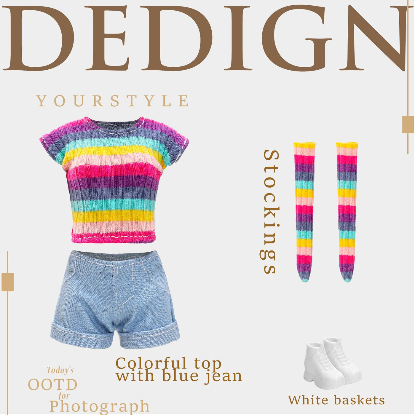 Miunana 15 Fashion Puppen Kleidung Chic Anzüge Party Kleid Pailletten Outfits Stilvolles Kleider mit 6 Paar Schuhe 3 Zubehör für 11.5 Zoll Mädchen Puppen