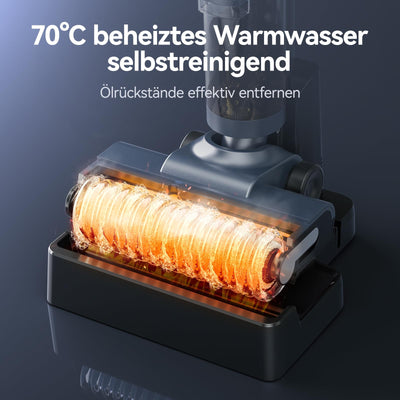 JONR ED12 Pro Nass Trockensauger Akku, Kabelloser Saugwischer, Dreikantenreinigung, Heißwasser-Selbstreinigung Heißluft-Trocknung, 850mL Wassertank, Anti-Verwirrungs-Haar für Hartböden, Tierhaare