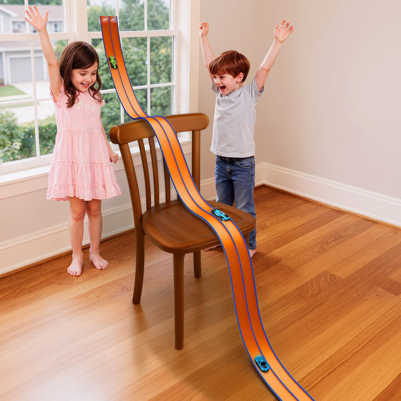 Hot Bee 4.5m Autobahn Kinder 3 4 5 6 7 Jahre, Rennbahn Rennstrecke Auto Spielzeug, Flexible Race Car Track, Dual Rennstrecke Rampen Für 1/64th Autos, Geschenke Für Jungen Und Mädchen