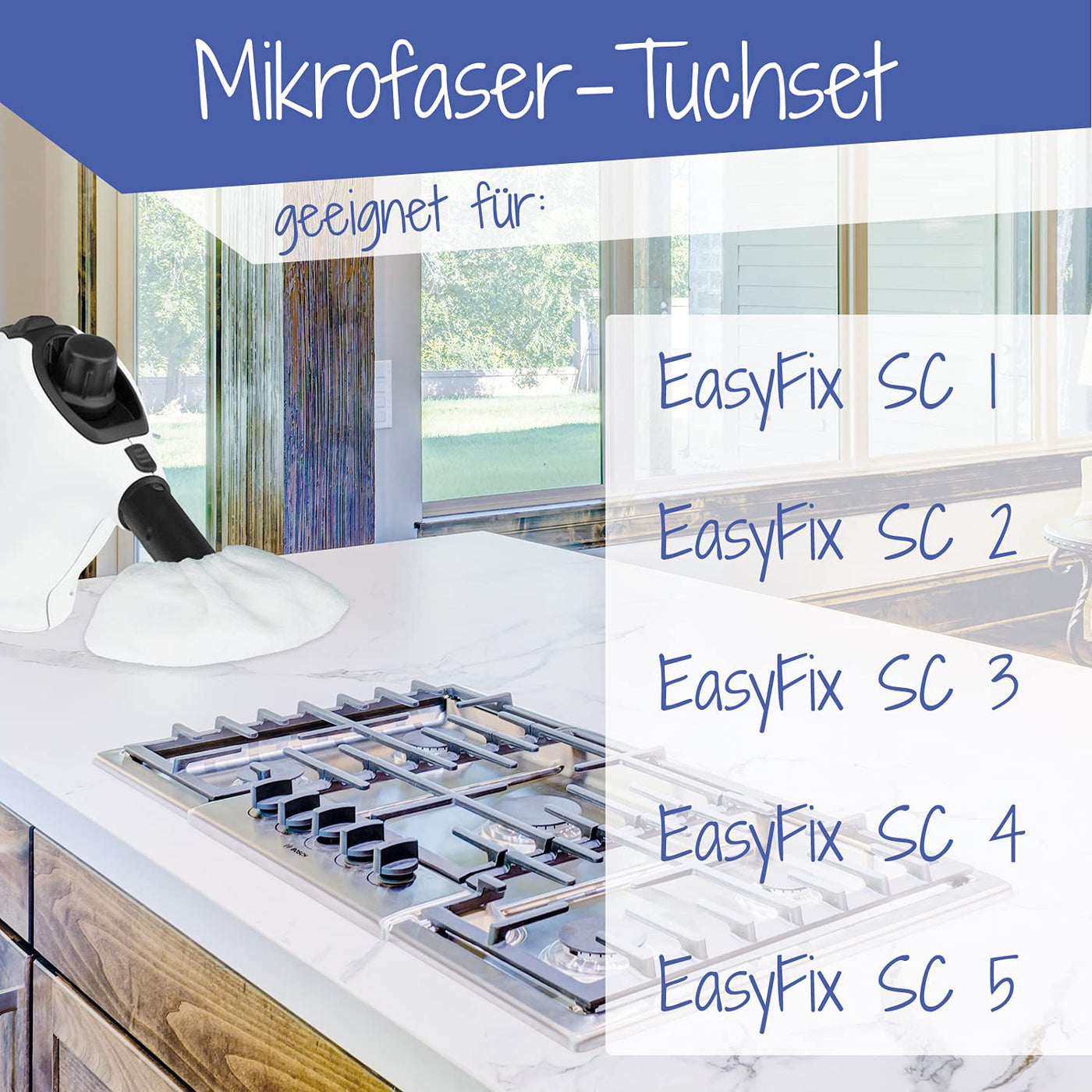 8 Mikrofaser-Tuchset waschbar, für Kärcher Dampfreiniger EasyFix SC 2, SC 3, SC 4, SC 5 (8 Handdüse)