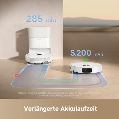 dreame D20 Pro Plus Saugroboter, 13.000 Pa Saugkraft, DuoBrush für Tierhaare, Eckenrein, Selbstentl, Hindernisverm. m. LDS-Navigation & Laser, saugt und wischt, Hartböden & Teppiche, 5.200 mAh Akku