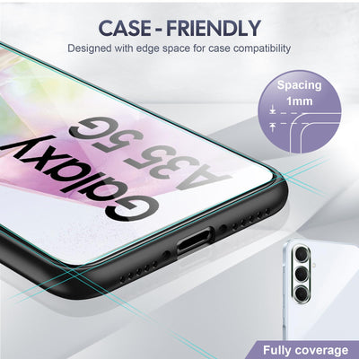 Kiewhay Schutzfolie Kompatibel mit Samsung Galaxy A35 5G Displayschutzfolie 6,6'', 3x Schutzfolie + 2x Kamera Schutzfolie, [9H Härte] [Keine Blasen] 99,99% HD Glasfolie - 5 Stück