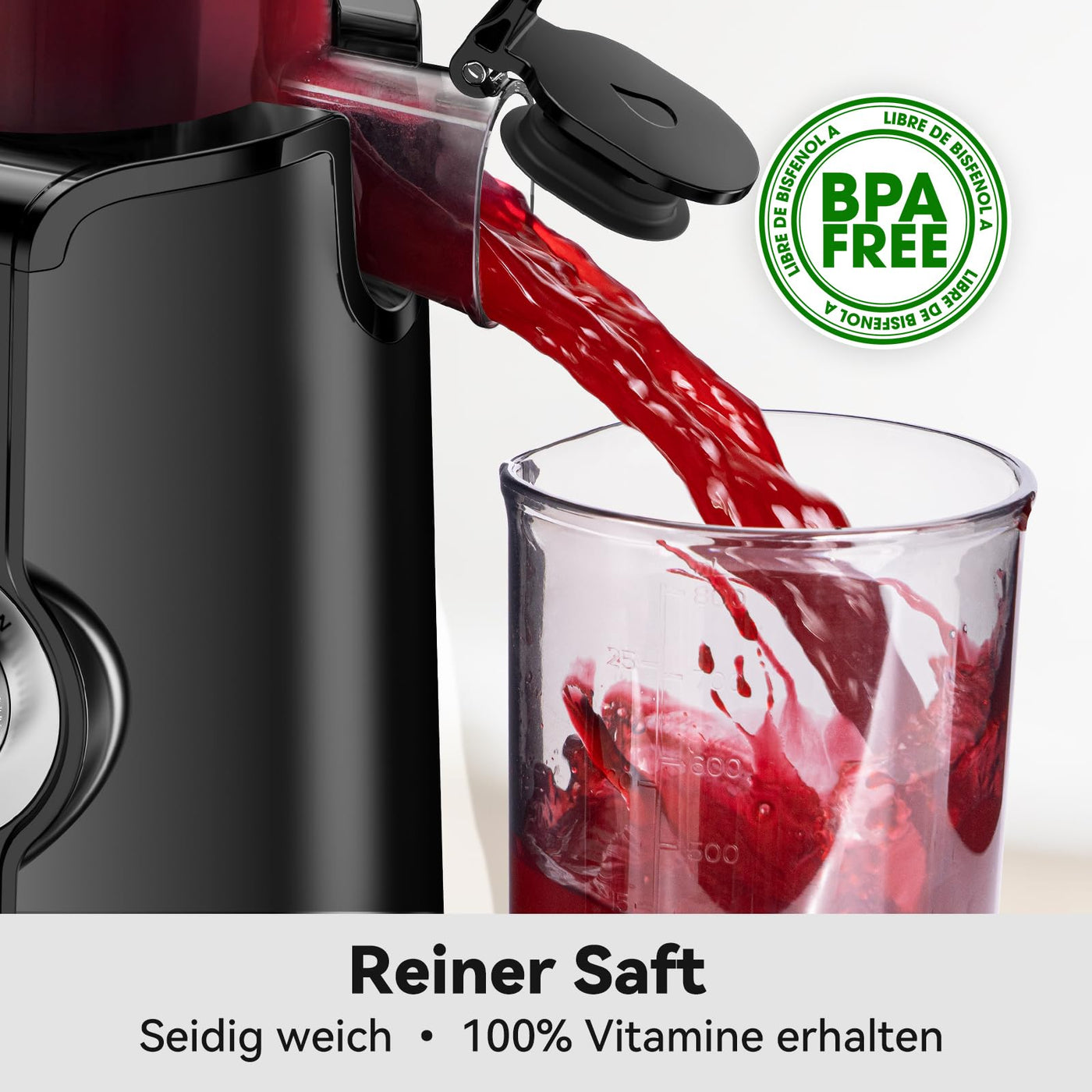 LINKChef Schnellreinigungs Entsafter, NO-Prep Entsafter Gemüse und Obst, Blitzreiniger Saftpresse Slow Juicer Testsieger mit Einfacher Installation, BPA Frei, 115mm, 1.2L, 200w Hellgrün