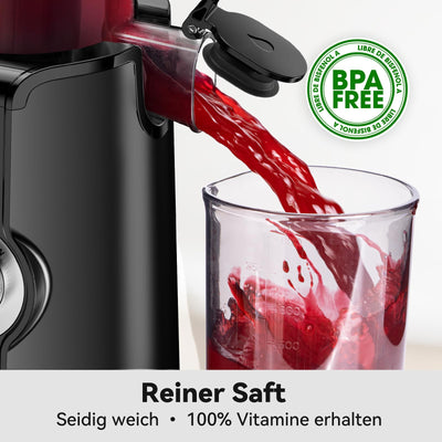 LINKChef Schnellreinigungs Entsafter, NO-Prep Entsafter Gemüse und Obst, Blitzreiniger Saftpresse Slow Juicer Testsieger mit Einfacher Installation, BPA Frei, 115mm, 1.2L, 200w Hellgrün