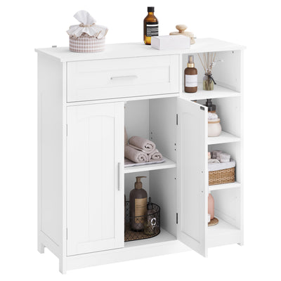 EUGAD Badezimmerschrank, Badschrank schmal, Aufbewahrungsschrank mit 1 Schublade, 2 Türen, verstellbaren Ablagen, Bad Schrank stehend, Kommode Badezimmer, 80x80,5x30 cm, Weiß