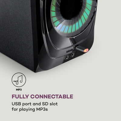 auna Areal 825 5.1 Soundsystem - 5.1 Heimkinosystem mit 200 Watt Leistung RMS, 8" Heimkino Subwoofer + 5 Lautsprecher, Bluetooth, USB, SD, AUX, inkl. Fernbedienung