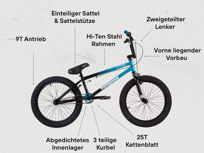 Mongoose Ritual 500 BMX-Rad, 20" Laufräder, Hi-Ten Stahlrahmen, Schwarz, Blau