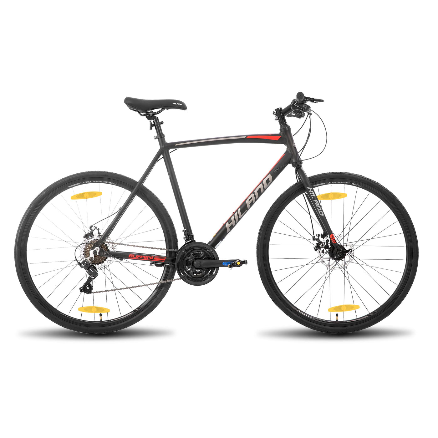 Hiland 28 Zoll Rennrad, Städtischer Pendler Fahrräd mit Scheibenbremse für Männer, 530mm Rahmen Komfortables Rennrad 700C Räder 21 Gänge Schwarz