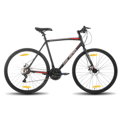 Hiland 28 Zoll Rennrad, Städtischer Pendler Fahrräd mit Scheibenbremse für Männer, 530mm Rahmen Komfortables Rennrad 700C Räder 21 Gänge Schwarz