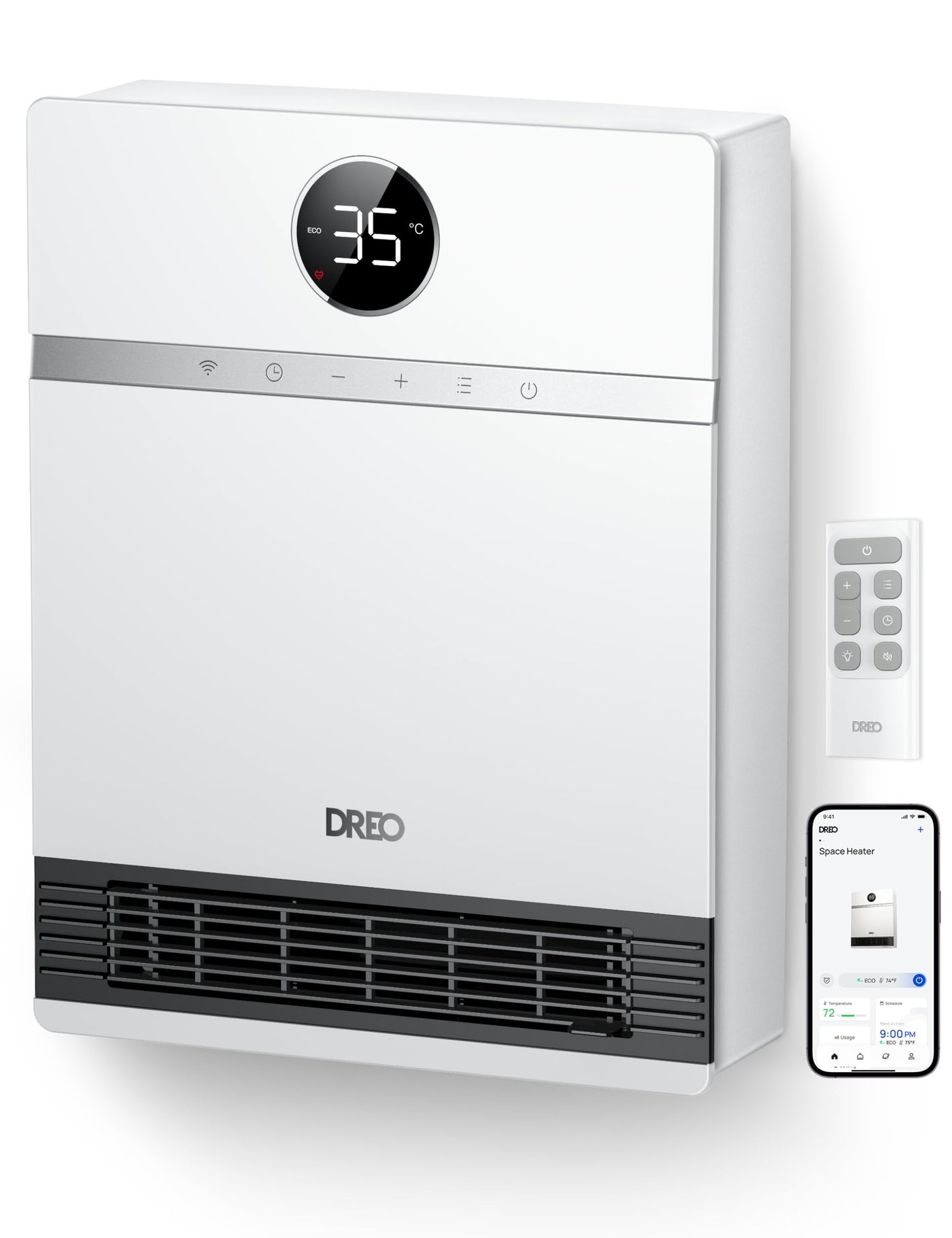 Dreo Smart Wall Convector, 30° Fan Exhaust, 2000 W, Adjustable Dreo Smart Wall Convector, 30° Fan Exhaust, 2000 W, Adjustable