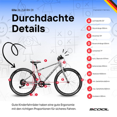 S'COOL liXe 26 Zoll 9-Gang Altus Sky Blue/Blue | Kinderfahrrad | Jugendfahrrad | 26 Zoll | Mountainbike | leichtes Fahrrad | Rahmenhöhe 31 | 9 Gang