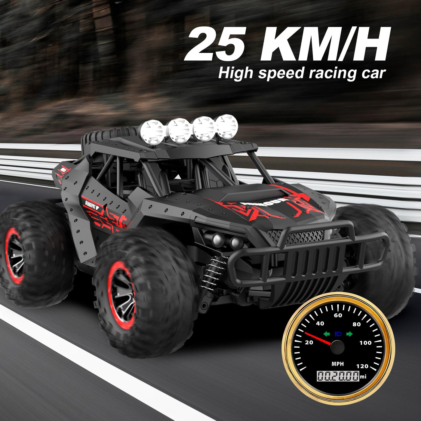 Ferngesteuertes Auto Offroad für Junge draußen mit 2-Akku 70 Minuten 1:16 Maßstab RC Buggy 25KM/H 2,4 GHZ Funkfernsteuerung Rennwagen Crawler Truck Geländewagen Car Spielzeug (klassisch)