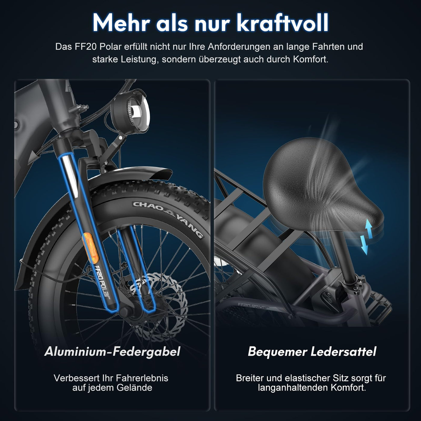 Fafrees FF20 Polar Fatbike E-Bike für Herren & Damen | 20 Zoll Klapprad | 48V 12Ah*2 Akku | 65N.m Motor, 150kg Tragfähigkeit | 170KM Reichweite (Hecktasche + Handyhalterung, Weiß)