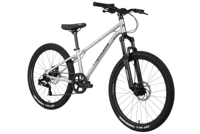 FabricBike Terra - Alu Mountainbike Jugendfahrrad 24 Zoll ab 8, 9, 10 und 11 Jahre, 7-Gang-Schaltung, Scheibenbremse, Federgabel, Kinder Fahrrad (Polished)