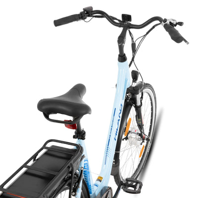 Hiland 28 Zoll Elektrofahrrad für Männer und Frauen, 250W City Pendler Elektrofahrrad, E City Bike für Erwachsene, Weiß