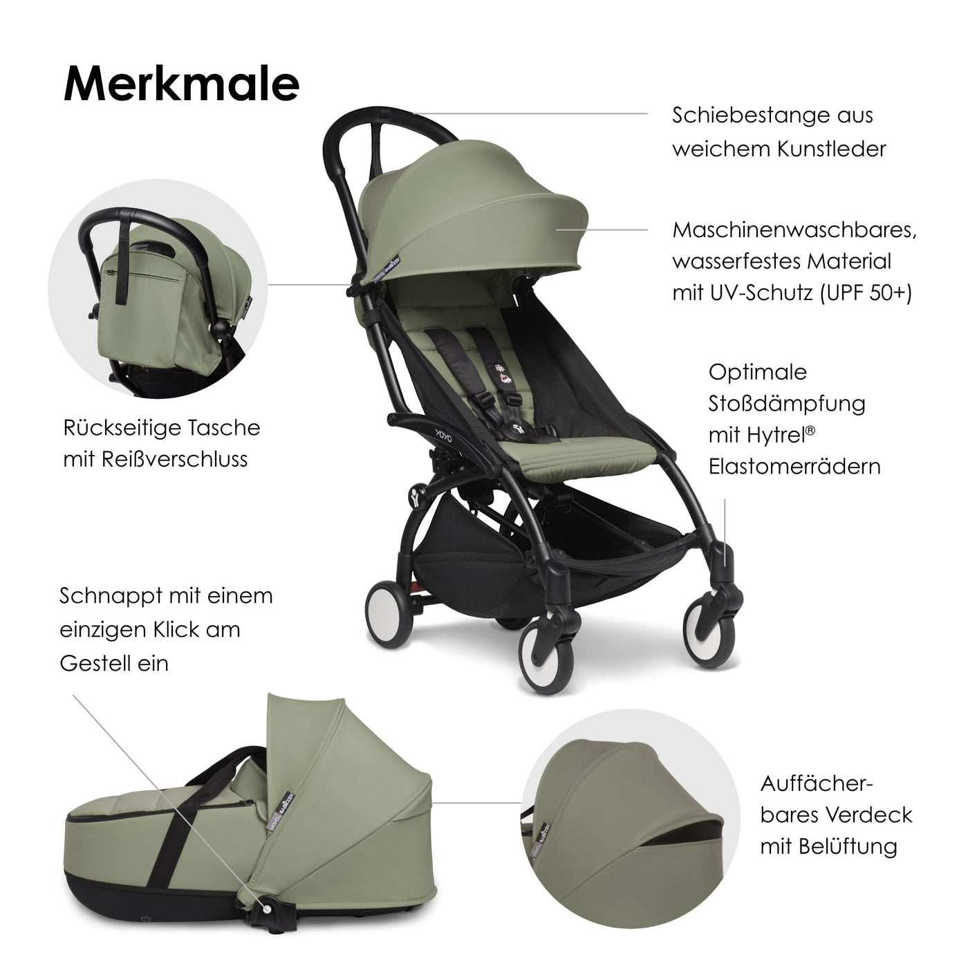 BABYZEN YOYO2 Kompletter Kinderwagen - Inklusive YOYO Liegewanne (Toffee), Kinderwagengestell (White) & 6+ Textilset (Toffee) - für Kleinkinder bis 22 kg