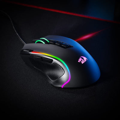 Redragon M612 Predator RGB Gaming Maus, 8000 DPI kabelgebundene optische Maus mit 11 programmierbaren Tasten & 5 Hintergrundbeleuchtungsmodi, Software unterstützt DIY Keybinds Rapid