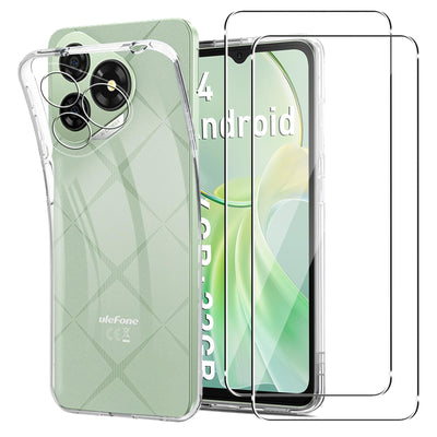 MEMELOKA Hülle für Ulefone Note 19 mit 2 Stück Schutzfolie(Gehärtetes Glas), Ultradünne Transparente Anti-Vergilbung Weiche TPU Schutzhülle[Anti-Kratzer][Anti-Fingerabdruck]