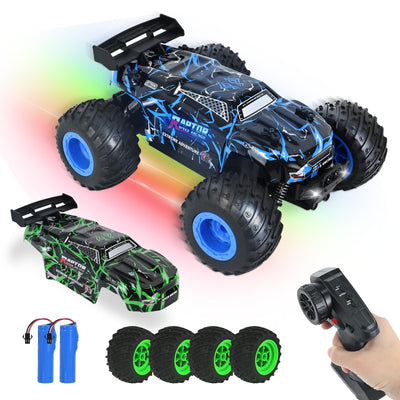 PATEMZON Ferngesteuertes Auto, 1:20 2.4G RC Auto Spielzeug, Ferngesteuerter Monstertruck mit Farbverlaufsbeleuchtung/Zwei Gehäuse/Zweifarbige Reifen, RC Buggy Offroad für Jungen Mädchen Spielzeug