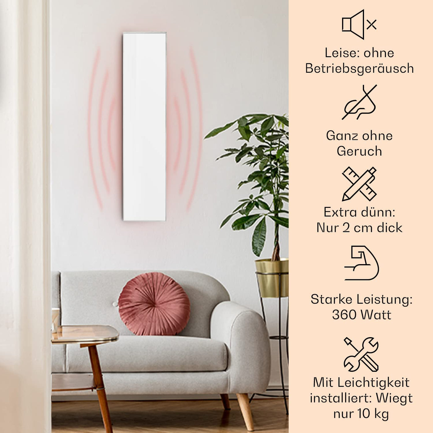Klarstein Air Infrarotheizung, Infrarot Heizung mit Fernbedienung, Erkennung Offener Fenster, Infrarotheizung mit Thermostat, Sparsame Heizung zur Wandmontage, CO2-Freie Elektroheizung 360 Watt