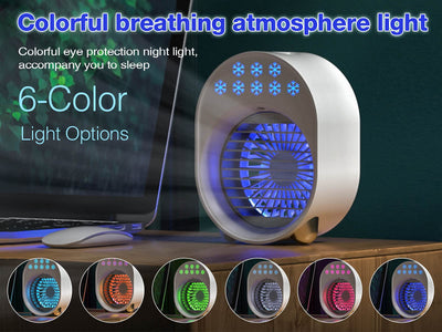 Luftkühler mit Verdunstungskühlung, Mini Klimaanlage Akku Portable, Mini Ventilator USB 4 in 1, Mobile Klimagerät ohne Abluftschlauch Leise Klimaanlage Mobil Klimagerät Conditioner Air Purifier (Rosa)