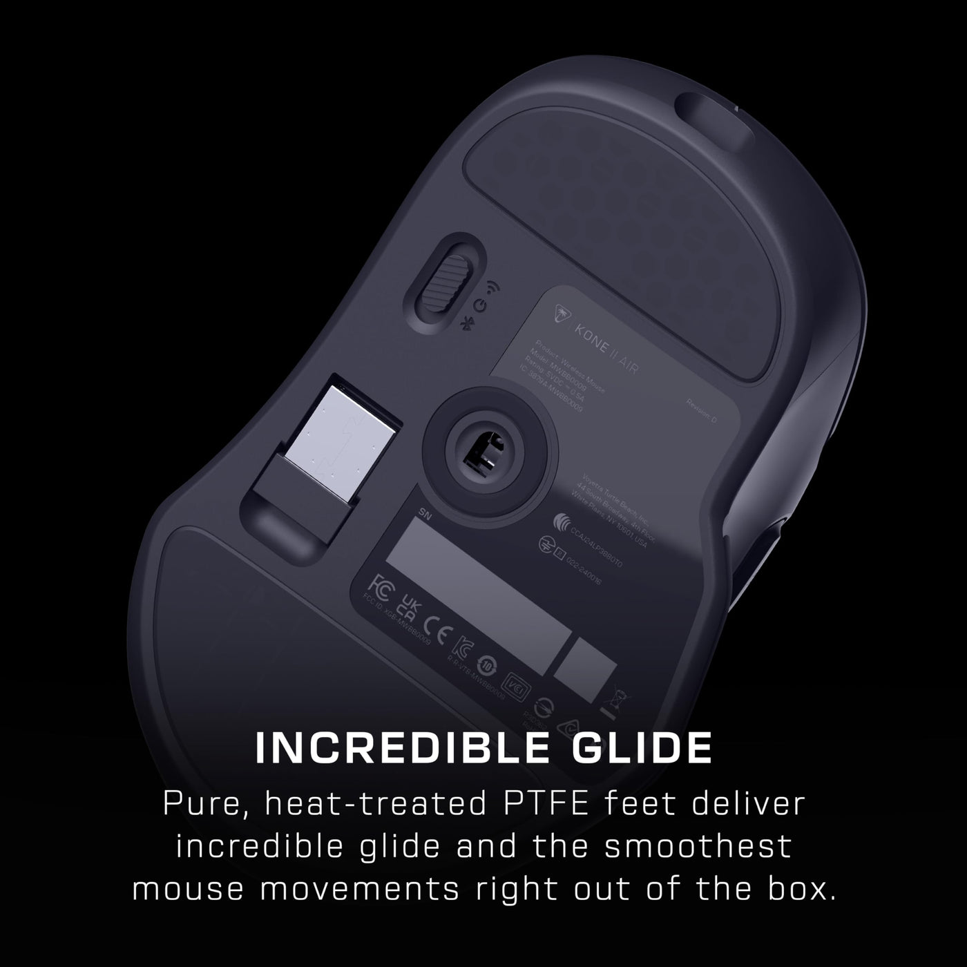 Turtle Beach Kone II Air – Kabellose, ergonomische RGB-Gaming-Maus, 350-Stunden-Akku, optischer 26K DPI Sensor, 21 programmierbare Funktionen, 4D-Free-Spin-Scroll-Rad, Schwarz