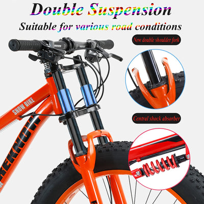 Wmmner Mountainbikes mit Doppelfederung mit Doppelscheibenbremse für Erwachsene, Männer, Frauen, 26/24 Zoll (66/61 cm), rutschfestes Mountainbike, Karbonstahl, Wanderrad