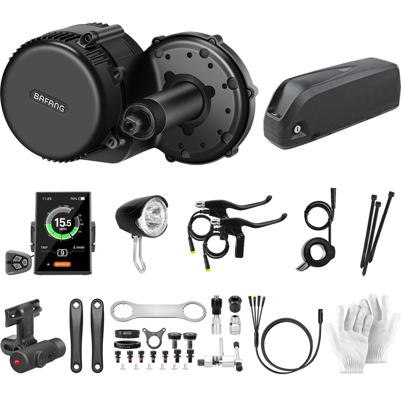 BAFANG Mittelmotor 36V 250W, 36V 500W, 48V 500W, 48V 750W, 48V 1000W BBS02B umbausatz (48V-750W-44T, C18 & 16Ah Battery)