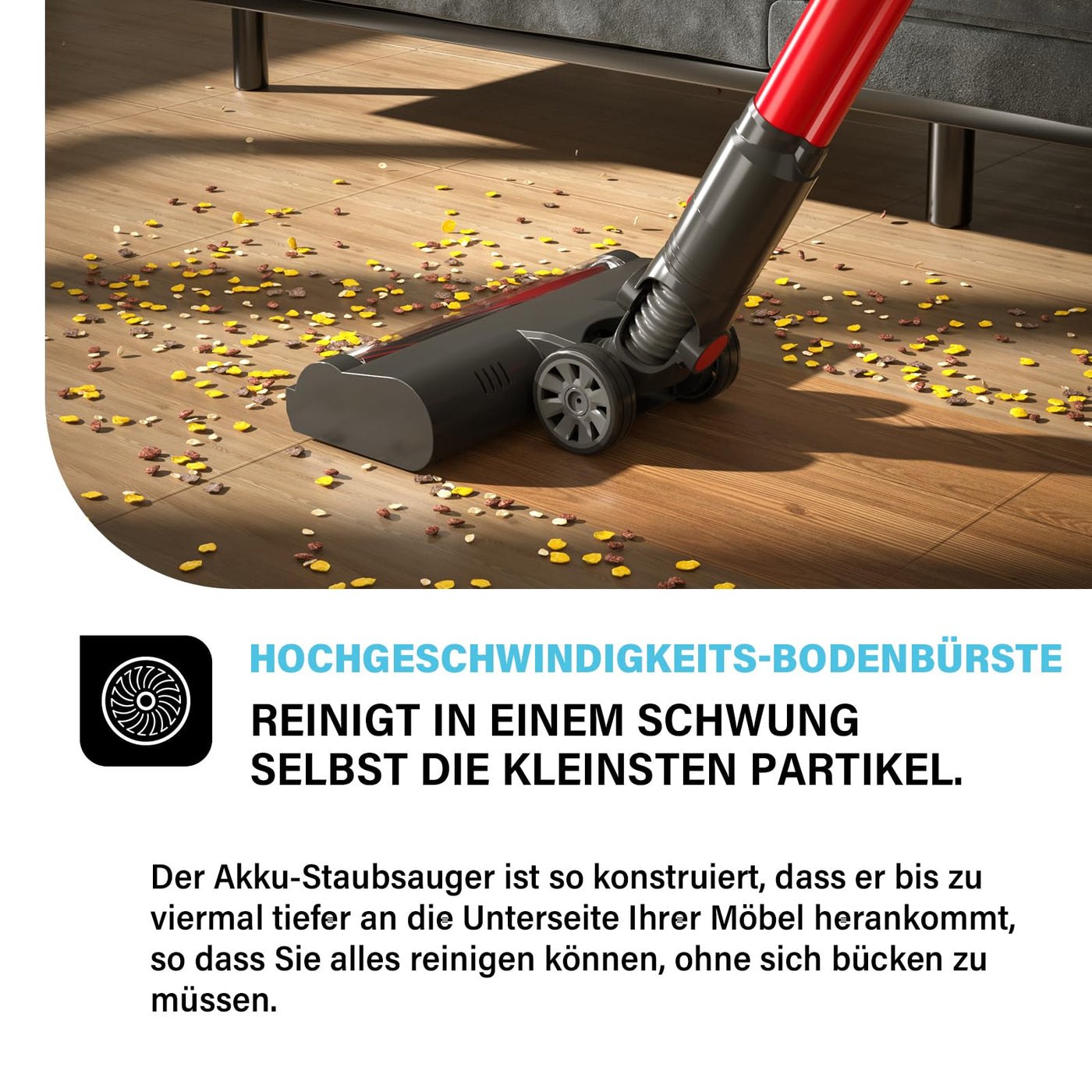 Stanew Akku Staubsauger, 4 in 1 Staubsauger Kabellos, 150W Leichter Handstaubsauger, 22,2V Akkusauger, 40Min Laufzeit, 800ml Vacuum Cleaner, Akkusauger für Teppich, Tierhaare, Auto