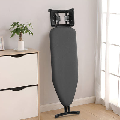 IBVIVIC Bügelbrett Comfortboard, Bügelfläche 122 x 38 cm, höhenverstellbar, platzsparend klappbar, Für meisten Dampfbügelstationen geeignet ist, Schwarz