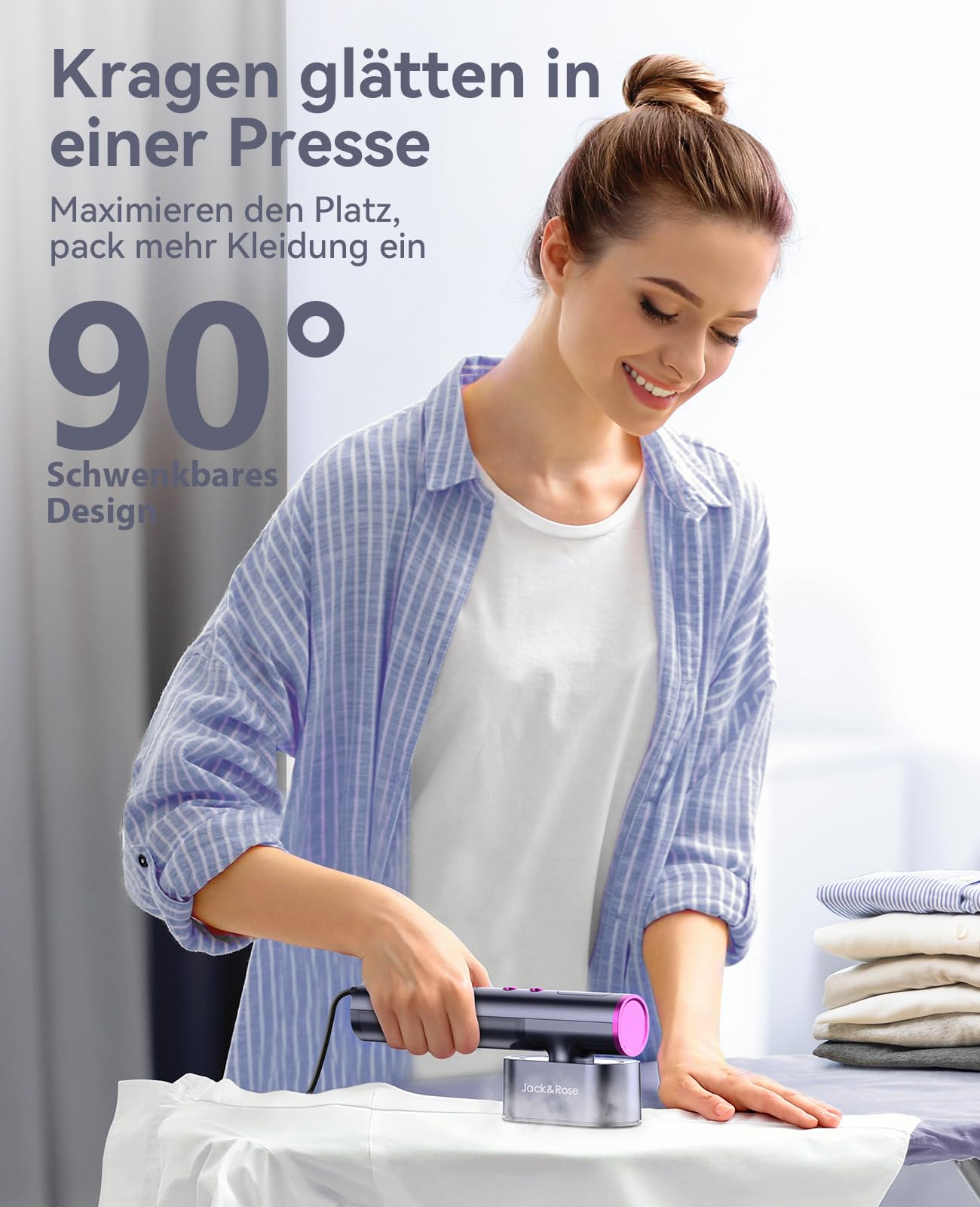 Reise Dampfglätter mit weltweiter Spannung(100-240V), Tragbare Steamer für Kleidung, 2-in-1 Reisebügeleisen 1000W Steam iron, 15s schnelles Aufheizen Steamer dampfglätter für Globale Reisen & Zuhause
