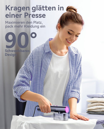 Reise Dampfglätter mit weltweiter Spannung(100-240V), Tragbare Steamer für Kleidung, 2-in-1 Reisebügeleisen 1000W Steam iron, 15s schnelles Aufheizen Steamer dampfglätter für Globale Reisen & Zuhause