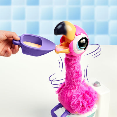 Little Live Pets Flamingo The Poop, Interaktiver Flamingo, der den Hals bewegt und wiederholt, was Sie Sagen, isst und bittet IR zum W.C, trocknet und wiederholt, berühmt, (LPG00000)