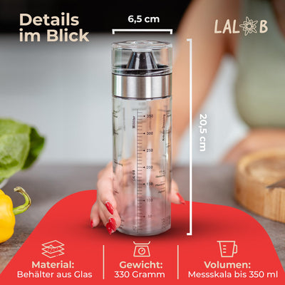LALOB® Dressing-Shaker – spülmaschinenfest – fünf Rezepte in 175ml und 350ml – auslaufsicher Behälter – Salatsoßen-Schüttelbecher