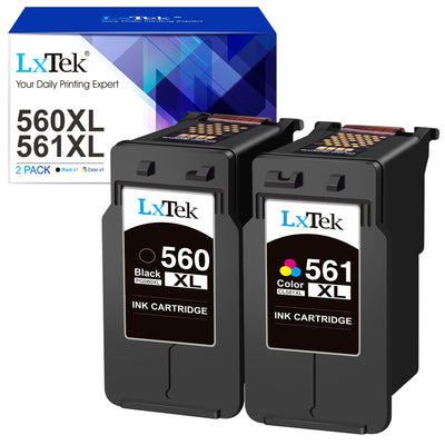 LxTek PGI-560XL CLI-561XL Multipack Tintenpatrone als Ersatz für Canon Druckerpatronen 560 561 für Pixma TS5350 TS5351 TS5352 TS5353 TS7450 TS7451 (Schwarz, Farbe, 2er-Pack)